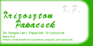 krizosztom papacsek business card